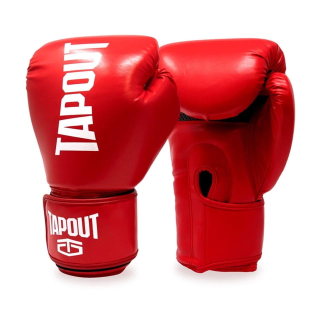 Gants de boxe Tapout 12oz avec fermeture réglable à crochets et boucles - Rouge