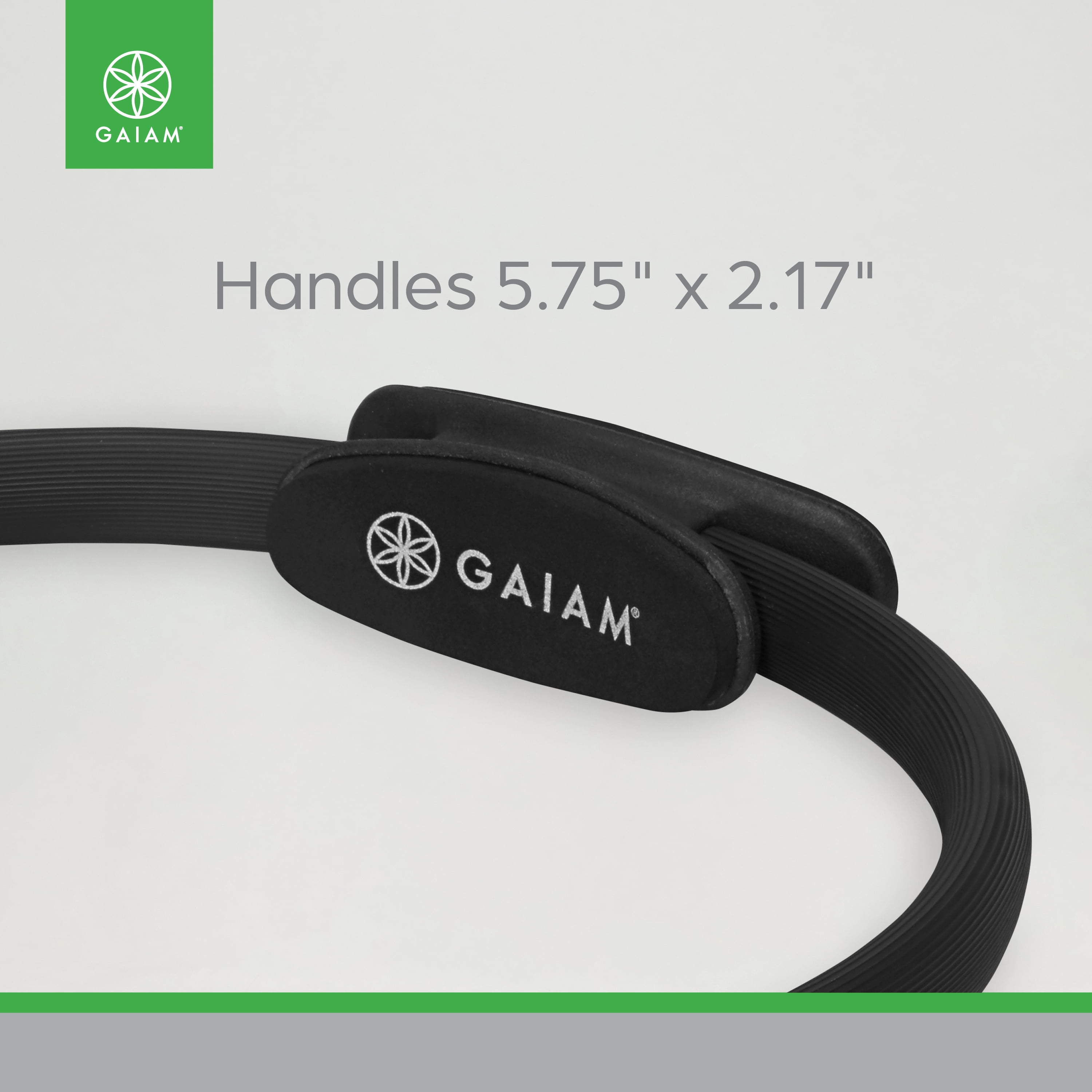 Anneau de Pilates essentiel Gaiam 30 cm (noir) - Léger, durable, poignées rembourrées en mousse, équipement d'exercice flexible pour tonifier les bras, les cuisses, les jambes et les abdominaux.