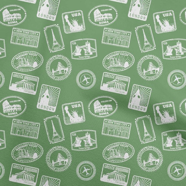 oneOone Velvet Forest Green Fabric Travel Craft Projects Decor Fabric Printed By The Yard 58 Inch Wide