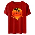 thumbnail image 4 of SMihono Hauts pour Femmes Été Chic Décontracté Mode Femme Imprimé Col Rond Manches Courtes T-Shirt Impression Blouse Ample Hauts T-Shirt Oversize pour Femmes, 4 of 4