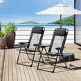 thumbnail image 2 of Outsunny Chaises de Camping Doubles Pliables avec Inclinaison et Appuie-Tête, Noir, 2 of 10