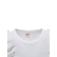 thumbnail image 3 of Xingqing Toddler Baby Girls Fall Spring Outfits Knitted Ribbed Ruffle Long Sleeve Shirt Tops+Skirt Set White 3-4 Years, 3 of 9