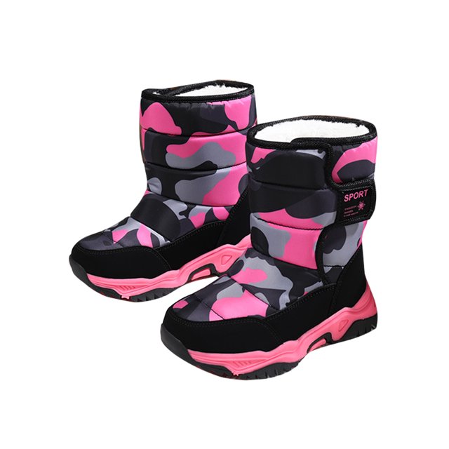 MAWCLOS Bottes Mi-Mollet Unisexes Bout Rond Chaussures d'Hiver Plateforme Antidérapantes Botte de Neige Doublée Peluche Randonnée Chaussure Chaude Rose Rouge 11c