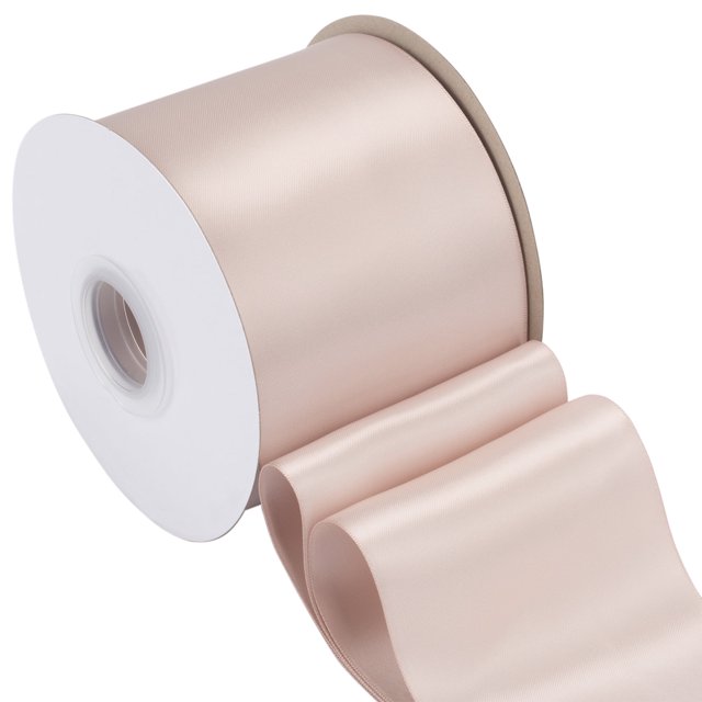 Joycrosso Vanilla Ribbon 4 Inch Wide Thick Fabric Ribbon, 50 Yards Double Faced Satin for Chair Sash Bows Making Bouquet Sewing Christmas Decoration