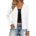 thumbnail image 1 of Women Cardigan Sweaters Long Sleeve Casual Light-Weight Button Down V-Neck Fall Sweater White L, 1 of 9