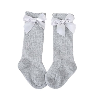 FAIWAD Toddler Baby Girls' Knee High Socks Bow-Stitched Knit Tube Long Socks Comfy Warm Stockings