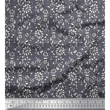Soimoi Rayon Fabric Leaves & Floral Block Print Fabric by Yard 56 Inch Wide