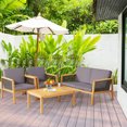 thumbnail image 4 of Patiojoy 8-Piece Patio Acacia Wood Furniture Set Outdoor PE Rattan Conversation Set with Removable Cushions, 4 of 9