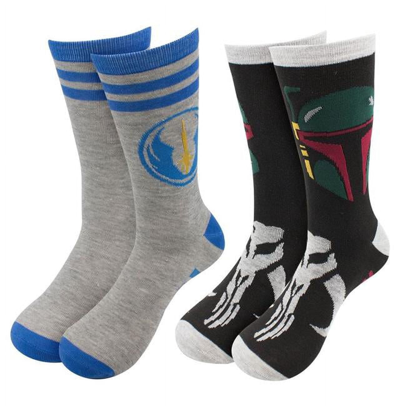 Star Wars sockswbobafettjedi2p Star Wars Boba Fett & Jedi Crew Socks - Pack of 2