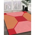 thumbnail image 3 of Ahgly Company Tapis de Zone Carré Lavable en Machine Rouge Rubis Transitionnel, 6 Pieds Carré, 3 of 7