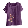 thumbnail image 4 of Birdeem Womens Summer Oversize Casual Round-Neck Short Sleeve Flower Printing Loose Shirt Tops, 4 of 5