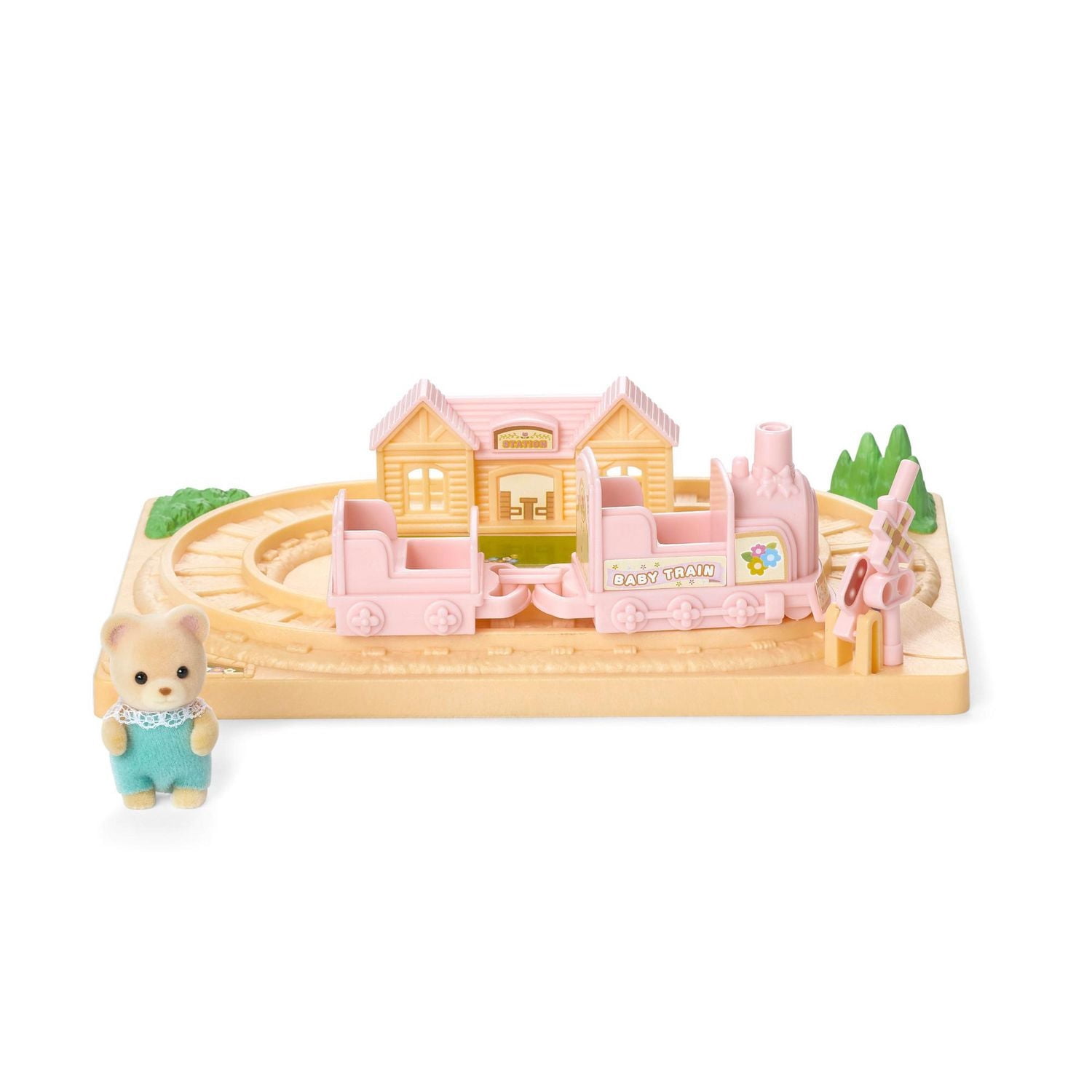 Petit train tchou-tchou des bébés de Calico Critters, ensemble pour maison de poupée avec figurine
