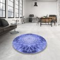 thumbnail image 4 of Ahgly Company Machine Washable Indoor Round Transitional Day Sky Blue Area Rugs, 8' Round, 4 of 7