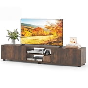 Costway TV Stand for up to 70” TVs, Media Console Table with Double Doors & Open Shelves Rustic Brown