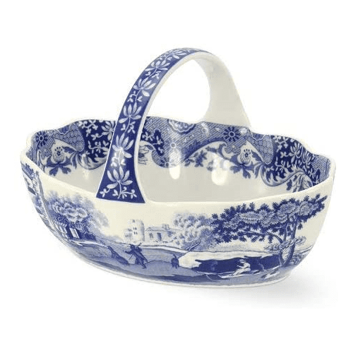 spode blue italian small handled basket 6"