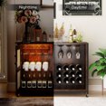 thumbnail image 2 of Gymax Armoire de Bar à Vin avec Roues, Lumières DEL, Étagères de Rangement, Porte-Verres, Casiers à Vin, 2 of 10