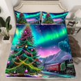 thumbnail image 2 of Erosebridal Xmas Tree Bed Sheets Set Queen Size, Psychedelic Aurora Bedding Set, 4-Piece,, 2 of 6
