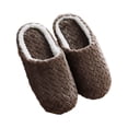 thumbnail image 1 of Mens and Womens Furry Slippers Flannel Lining Close Toe Solid Color Simplicity Thick Bottom Memory Foam Comfortable Non-Slip Warm Winter Home Slippers Brown, 1 of 6