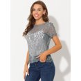 thumbnail image 3 of INSPIRE CHIC Haut en Dentelle Florale Semi-Transparente à Bord Festonné pour Femme, 3 of 6