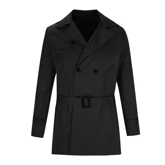 NaWent Clearance Mens Trench Coat Fashion Casual Notched Lapel Double Breasted Long Jacket Windbreaker Overcoat Pea Coat Black 12(XXL)