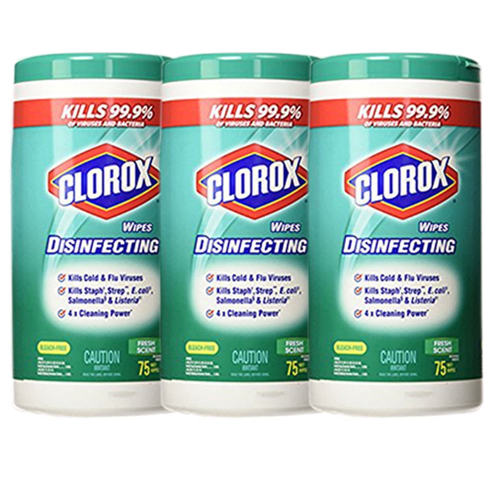 Lingettes désinfectantes Clorox parfum frais - 75 unités (paquet de 3)