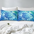 thumbnail image 4 of YST Cartoon Blue Turtle Bed Sheets,Tropical Animal Sheet Set for Teens Adult,Blue White Ocean Wave Fitted Sheet Soft Luxury,Exotic Pattern Bedding Set 4pcs Queen, 4 of 5