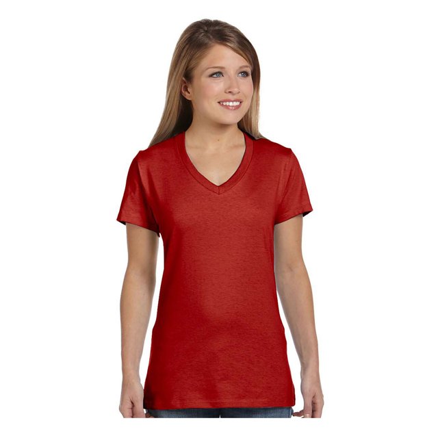 Hanes Ladies Ringspun Cotton Nano-T V-Neck T-Shirt, Style S04V