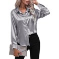 thumbnail image 1 of Innerwin Shirts Long Sleeve Ladies Tunic Tops Office Button Down Soft Blouse Silver Gray M, 1 of 5