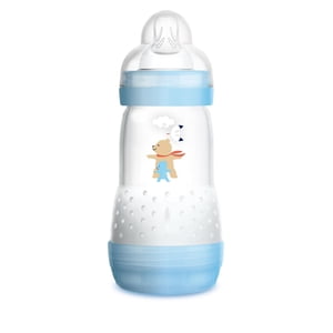 MAM Bouteille anti-colique pour bébé, Boutilles à flux moyen avec tétons en silicone, Biberons pour bébé garçon
