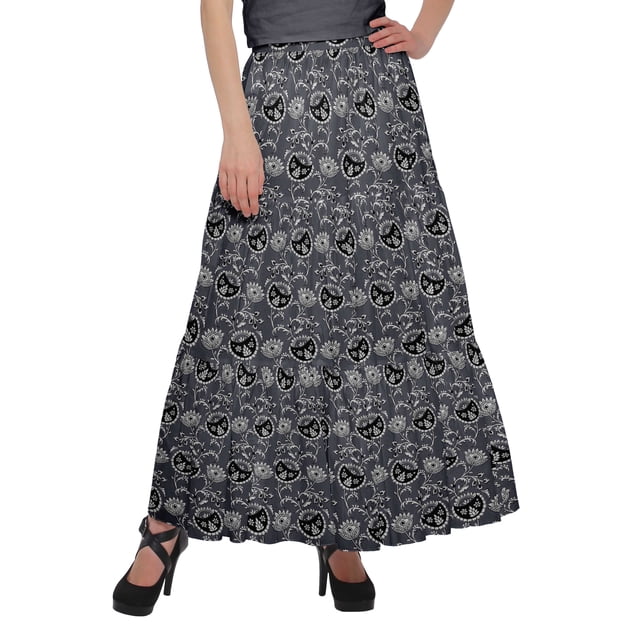 Moomaya Jupes Imprimées pour Femmes Jupe Évasée Style Portefeuille pour Filles Vêtements Décontractés