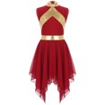 thumbnail image 2 of MSemis Robe de Danse de Louange Sans Manches pour Filles Enfants, Robe de Culte Liturgique, Costume, Robe d'Église, Robe Longue 6-16 Ans Bourgogne 10, 2 of 6