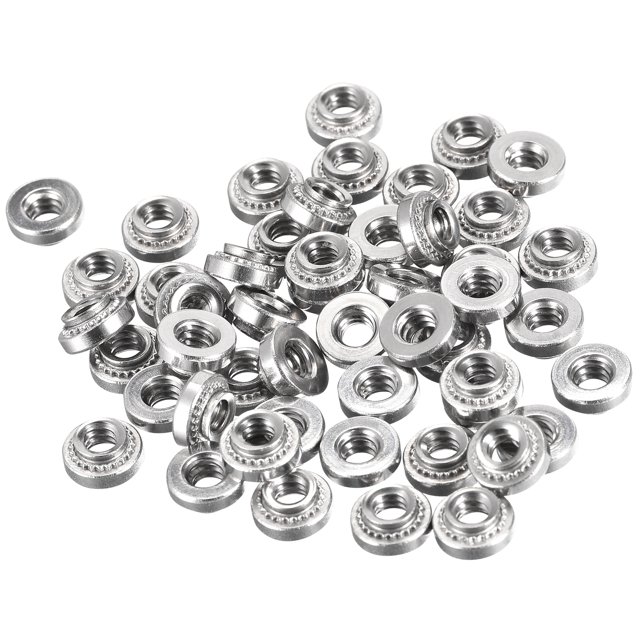 Unique Bargains Self -Clinching Nuts,#6-32x0.12-Inch Stainless Steel Rivet Nut Round Head Steel Metal Sheet Mounting Fastener 100pcs