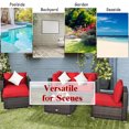 thumbnail image 4 of Costway 6PCS Patio Rattan Furniture Set Cushion Sofa Coffee Table Ottoman Red, 4 of 9