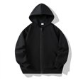thumbnail image 1 of Milgrthf Unisexe Garçons Filles Chandails d'Automne Sport Décontracté Manches Longues Fermeture Éclair Complète Mignon Col Ras du Cou Basique Couleur Unie Chandails à Capuchon Chandail avec Poche Noir 3-4 Ans, 1 of 5