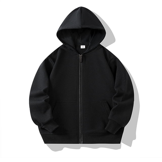 Milgrthf Unisexe Garçons Filles Chandails d'Automne Sport Décontracté Manches Longues Fermeture Éclair Complète Mignon Col Ras du Cou Basique Couleur Unie Chandails à Capuchon Chandail avec Poche Noir 3-4 Ans