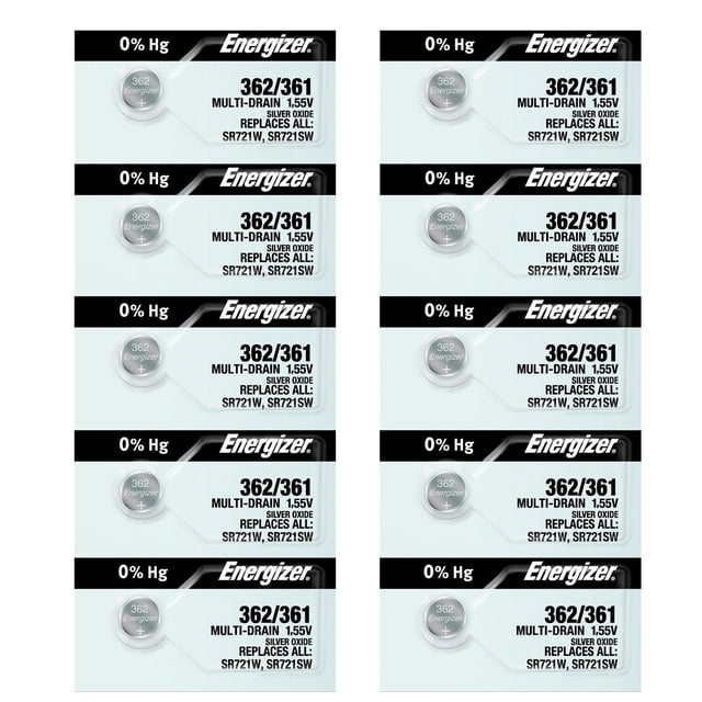 Energizer 362/361 SR721/W/SW Silver Oxide Watch Battery (10 Pack)