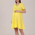 thumbnail image 4 of FAIWAD Maternity Tiered Dresses Short Sleeve V-Neck Casual Loose Button Down Ruffle Dresses Pregnancy Clothes, 4 of 8