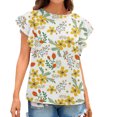 thumbnail image 2 of Hauts d'Été Grande Taille pour Femmes Mode Décontractée Col Rond à Volants Manches Courtes Imprimé Pull Blouse Col en V T-Shirt Femmes en Solde, 2 of 6