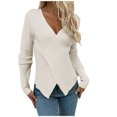 thumbnail image 2 of zanvin Chandails des Fêtes Mode Femmes Hiver Uni Manches Longues Chandail Col en V Décontracté Hauts, 2 of 6