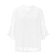 thumbnail image 4 of Meichang Clearance Womens Tops Ruffle 3/4 Sleeve Notch V Neck Double Layers Mesh Shirts Dressy Casual Flowy Blouses for Work, 4 of 7