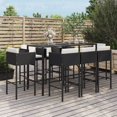 thumbnail image 1 of vidaXL 9 Piece Garden Bar Set with Cushions Black Poly Rattan, 1 of 4