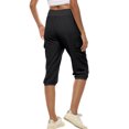 thumbnail image 3 of Innerwin Capri Pant High Waist Ladies Bottoms Workout Solid Color Buttons Decor Trousers Black S, 3 of 4