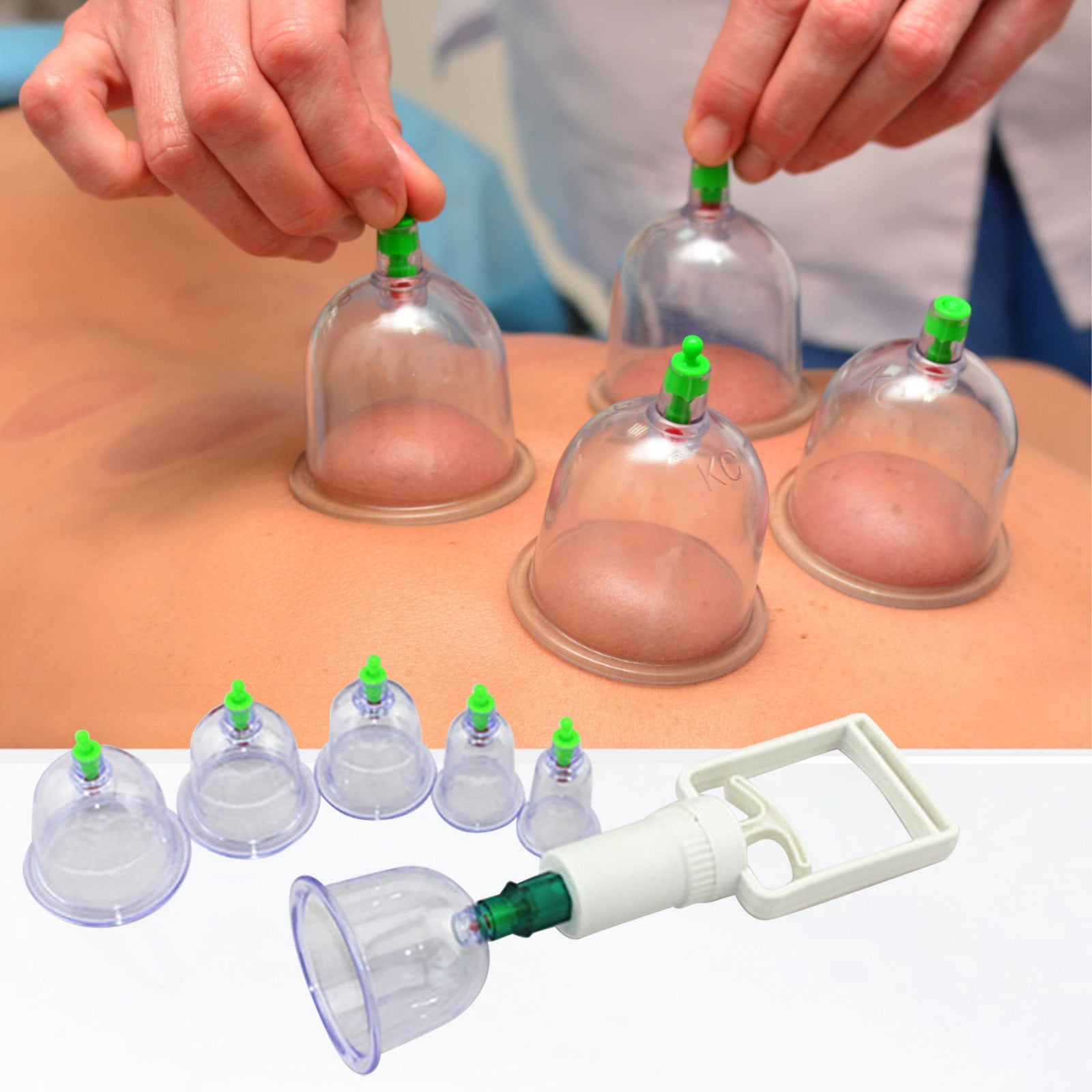 EGNMCR 1 Sets 6 Cups Hijama Cupping Set With Pump Vacuum Suction Cups For Body Cellulite Cupping Massage Back Pain Relief Massage cupping
