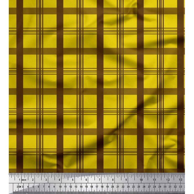 Soimoi Modal Satin Fabric Check Check Printed Fabric 1 Yard 42 Inch Wide