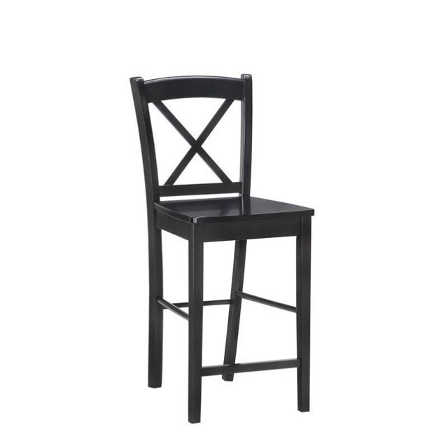 Pemberly Row Tabouret de Comptoir 24 Pouces Noir et Espresso