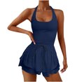 thumbnail image 1 of Mrat Combinaisons de Course pour Femmes Sans Manches une-Pièce Robes de Tennis Athlétiques Robe Courte d'Entraînement Combinaisons d'Exercice avec Shorts Intégrés S-67 Bleu Foncé TTG, 1 of 5