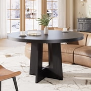 EDTara Space-Saving 47" Round Dining Table, Sturdy Pedestal Table for 4–6 In Kitchen, Dining Room or Apartment