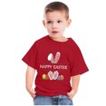thumbnail image 4 of Penkiiy T-Shirts de Pâques pour Enfants Garçons Filles Mode Mignon Oreilles de Lapin de Pâques Œufs de Pâques Imprimé Col Rond Manches Courtes 4 Ans Rouge, 4 of 4