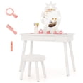 thumbnail image 1 of Costway Coiffeuse pour Enfants Ensemble de Coiffeuse Princesse Table et Chaise avec Miroir Éclairé Blanc, 1 of 10
