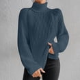 thumbnail image 2 of Yuyuzo Womens Winter Fall Sweater Solid Color Turtleneck Cable Knit Long Sleeve Sweaters Pullover Tops, 2 of 6